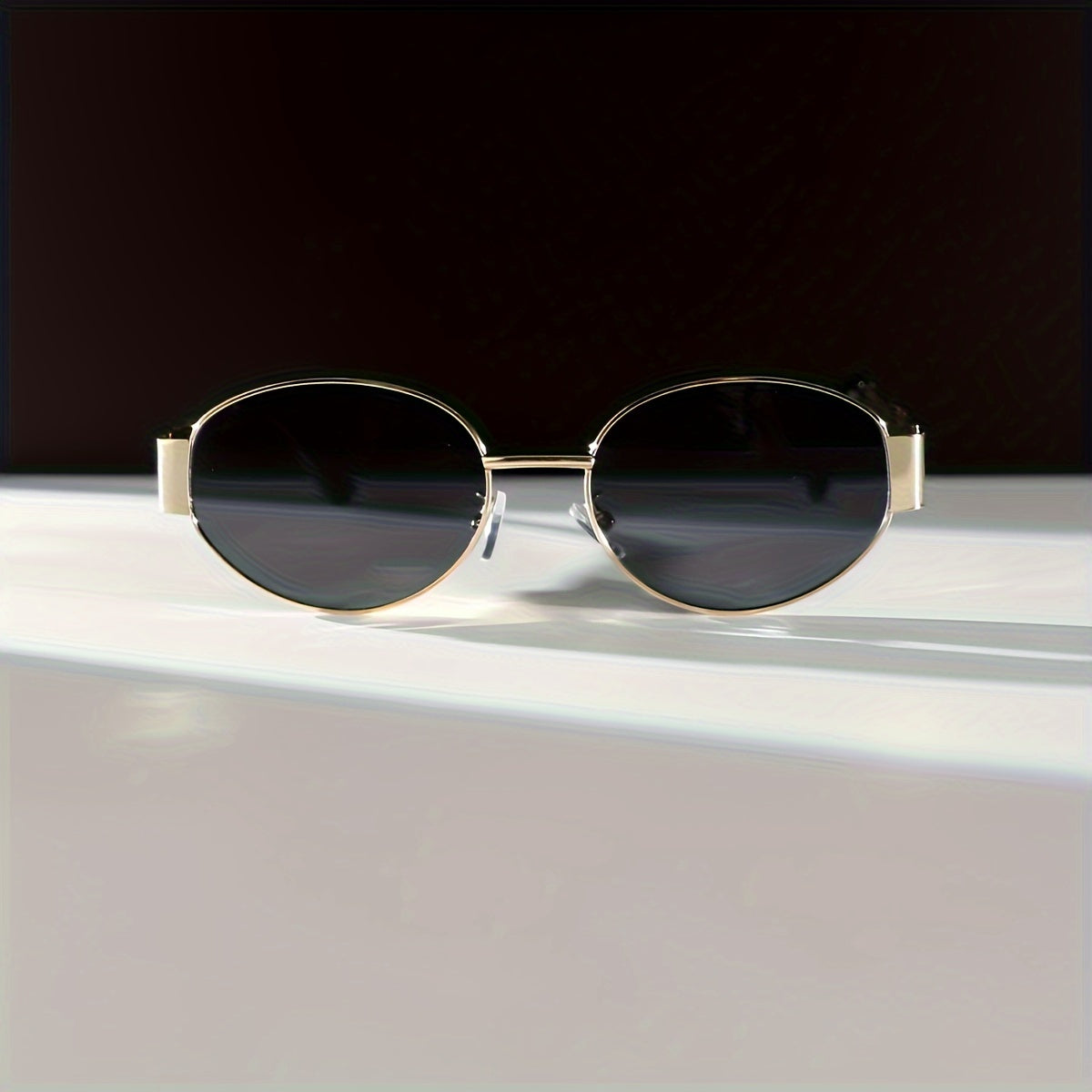 1 pair of chic oval metal fashion glasses - retro inspired, anti-reflective lenses, perfect street style, for both men and women, for family, for friends - BUY24 Live Store
