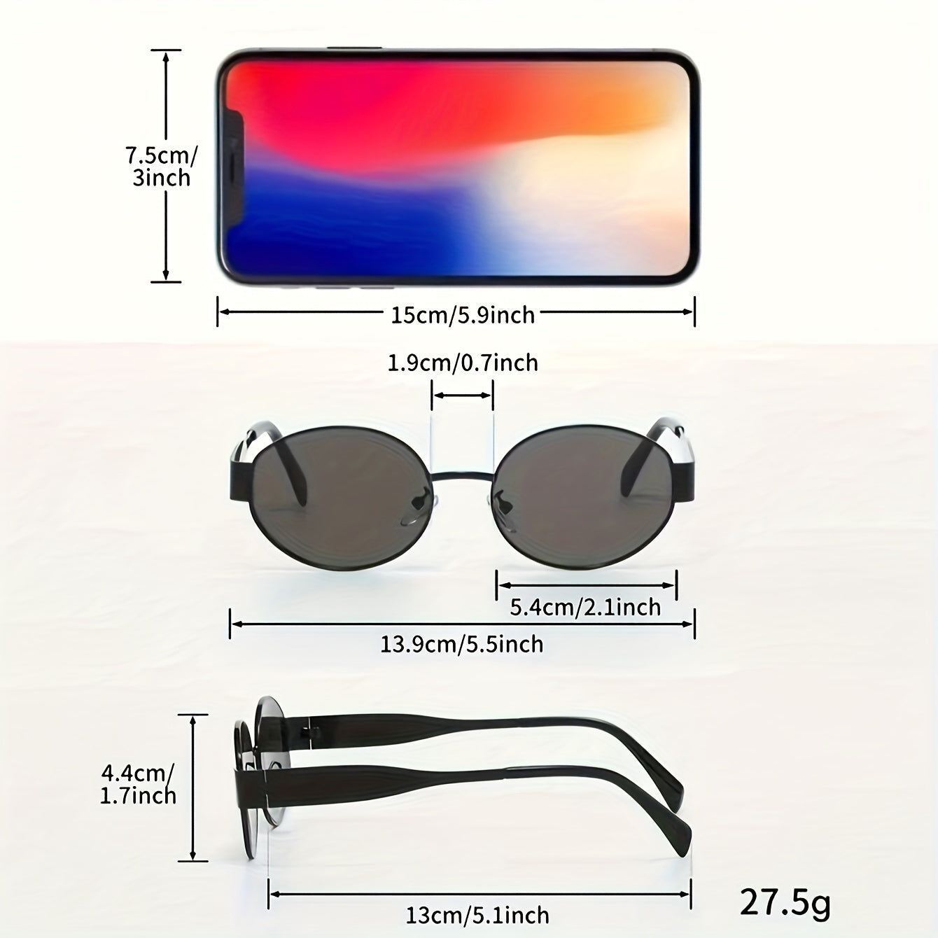 1 pair of chic oval metal fashion glasses - retro inspired, anti-reflective lenses, perfect street style, for both men and women, for family, for friends - BUY24 Live Store
