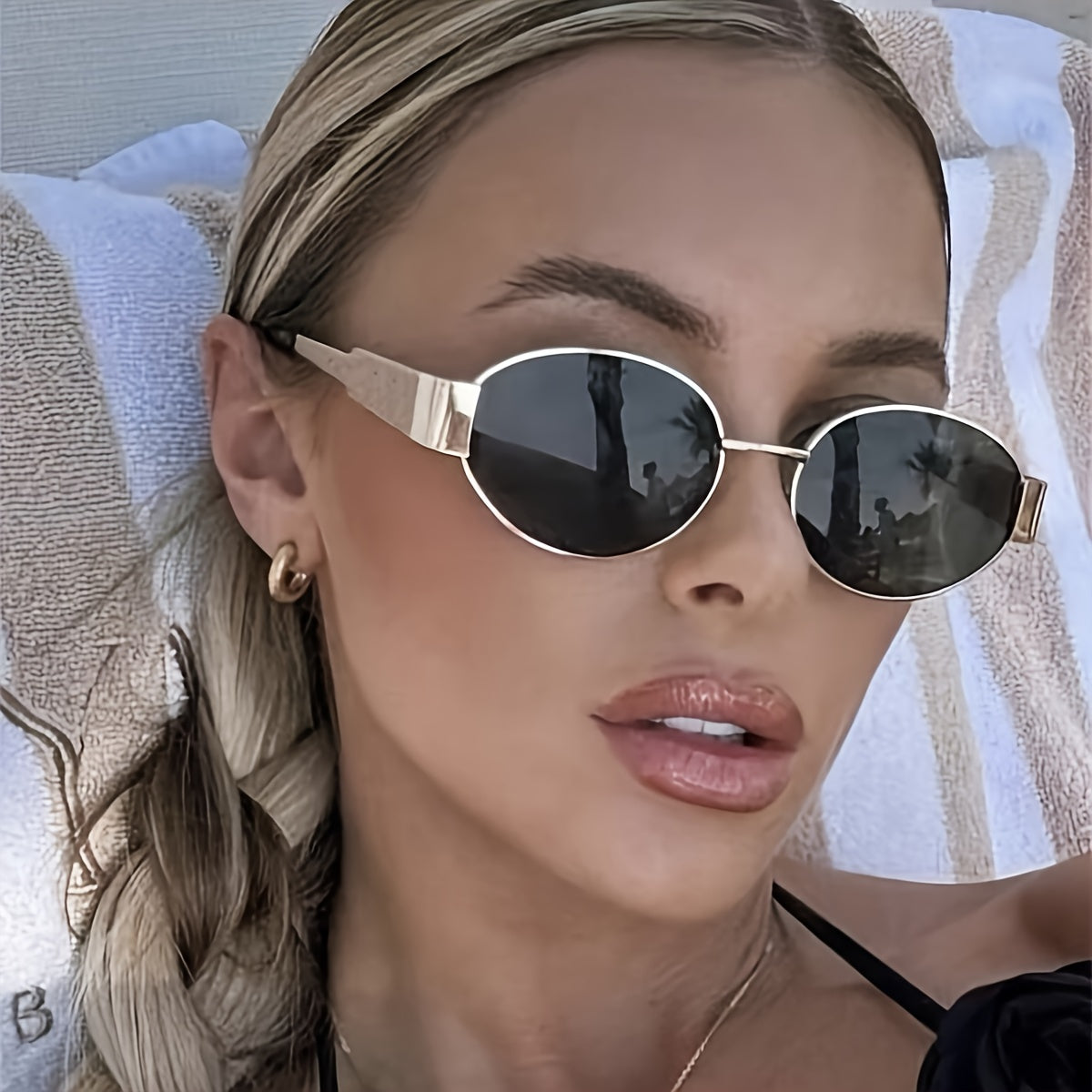 1 pair of chic oval metal fashion glasses - retro inspired, anti-reflective lenses, perfect street style, for both men and women, for family, for friends - BUY24 Live Store