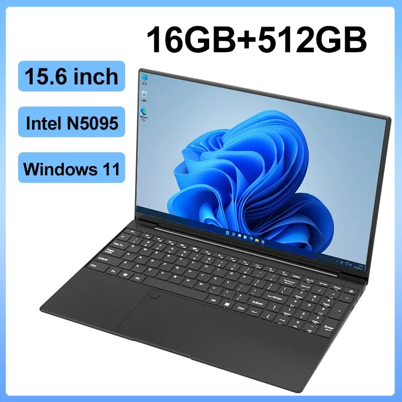 2025 New Laptop 15.6 Inch 32GB Ram DDR4 2TB SSD Windows 11/10 Notebook Pc Gamer Intel N5095 Office Computer Backlit Fingerprint