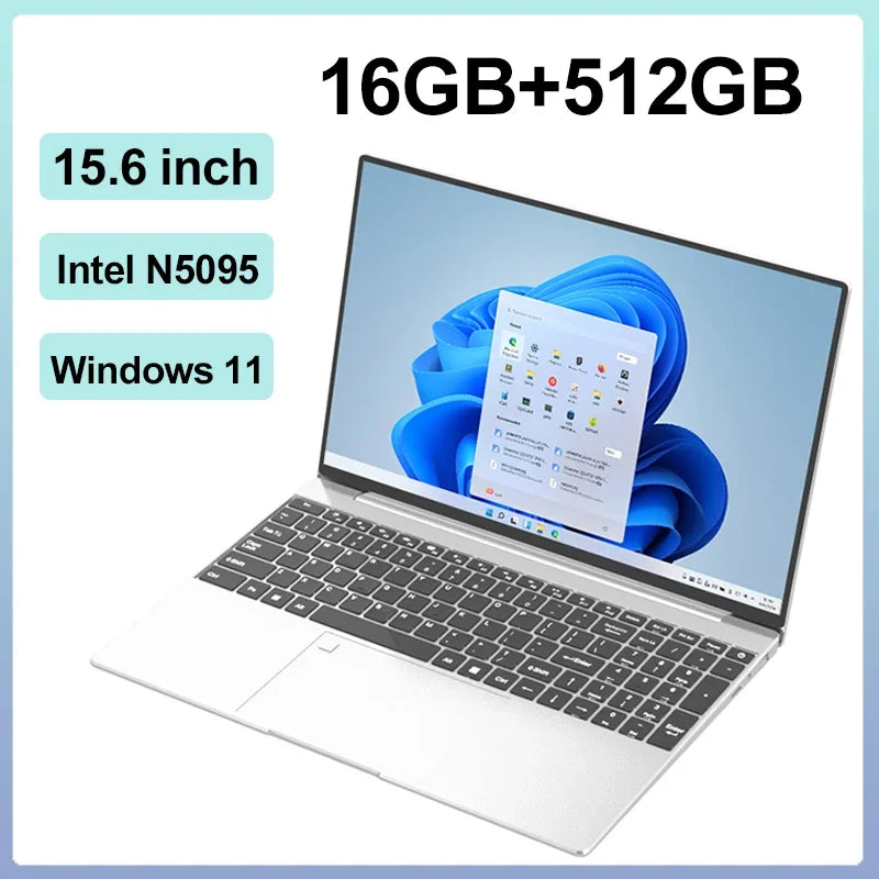 2025 New Laptop 15.6 Inch 32GB Ram DDR4 2TB SSD Windows 11/10 Notebook Pc Gamer Intel N5095 Office Computer Backlit Fingerprint