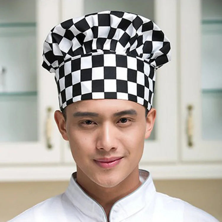 1pc Cooking Adjustable unisex Chef Hat Kitchen Baker Elastic Hat Catering Cooking Cap Striped Plain Hats Working Cap