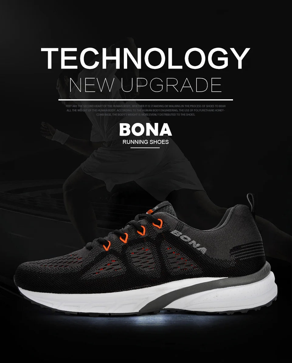 BONA Sneakers Men Shoes Sport Mesh Trainers Lightweight Baskets Femme Running Shoes  Outdoor Athletic Shoes Men