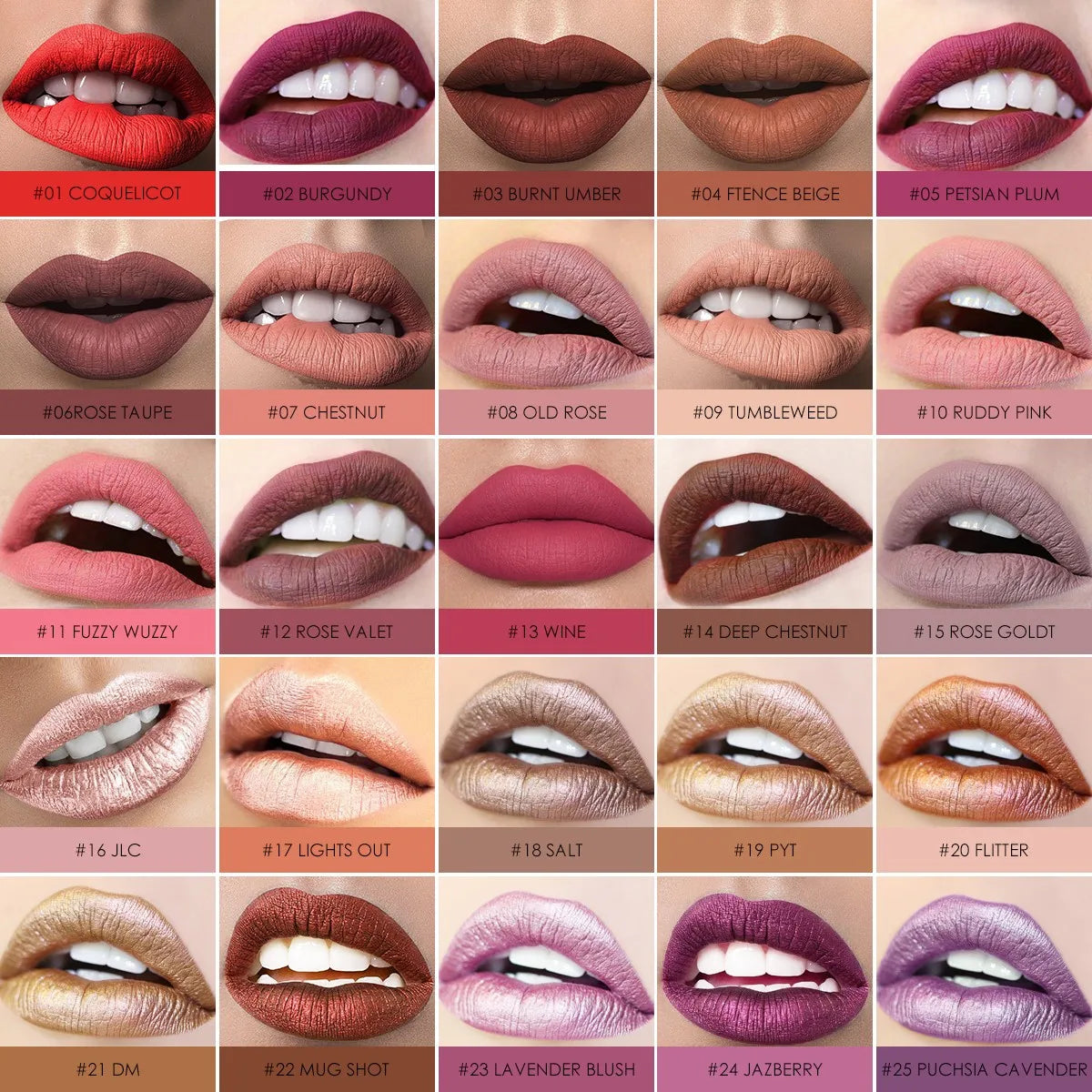 FOCALLURE 35 Colors Matte Liquid Lipstick Waterproof Long-lasting Lightweight Lip Gloss Lips Glaze Lips Tint Makeup Cosmetics