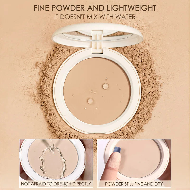 FOCALLURE Natural Matte Pressed Powder Oil Control Brighten Whitening Face Base Foundation Compact Concealer Makeup Cosmetics