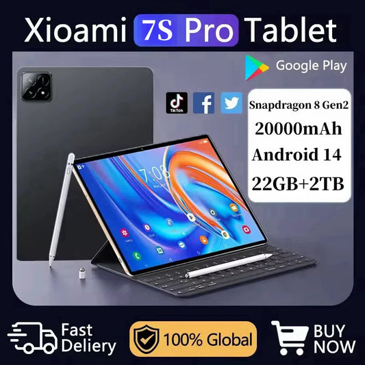 2025 Pad 7S Pro Global Mi 11 inch tablet Android 14 16GB 1TB Snapdragon 8 Gen2 4K HD 5G WIFI Bluetooth WPS 20000mAh tablets Tab