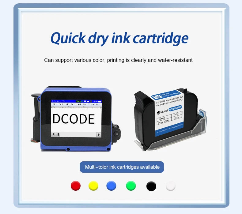 DCODE DC12 Portable Mini Split Printer 12.7mm Handheld Inkjet Printer Non-encrypted QR Barcode Image Logo Date Coding Machine