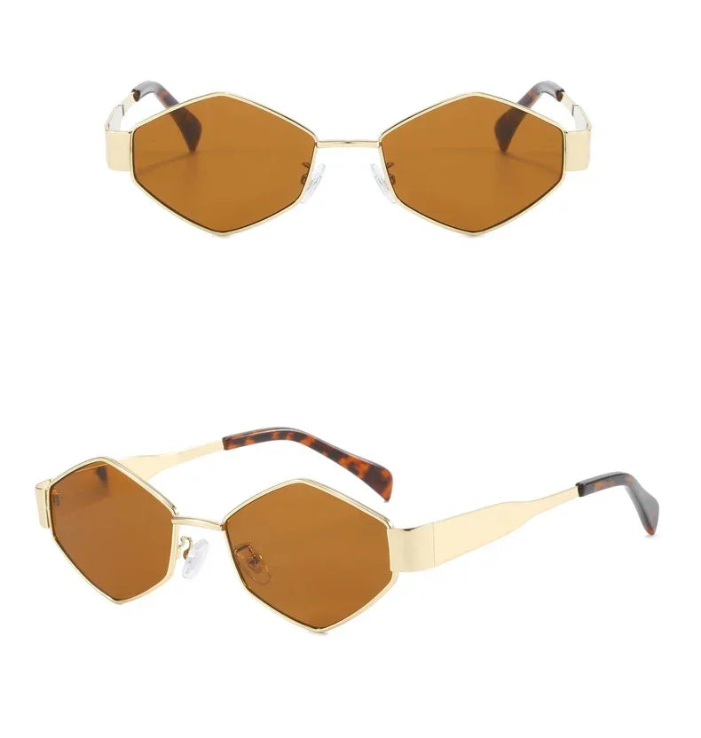 Fashion Hexagon Sunglasses Women 2024 Luxury Brand Design Unique Polygon Sun Glasses Men Vintage Small Frame Eyewear Shades