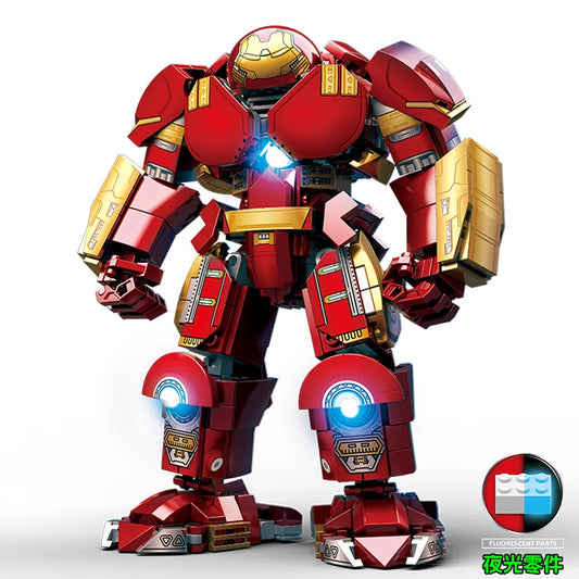 2024 Marvel Avengers Superhero Iron Man Mark44 Hulk Buster Classic Mecha Robotics Model Building Blocks Kits Bricks DIY Kids Toy