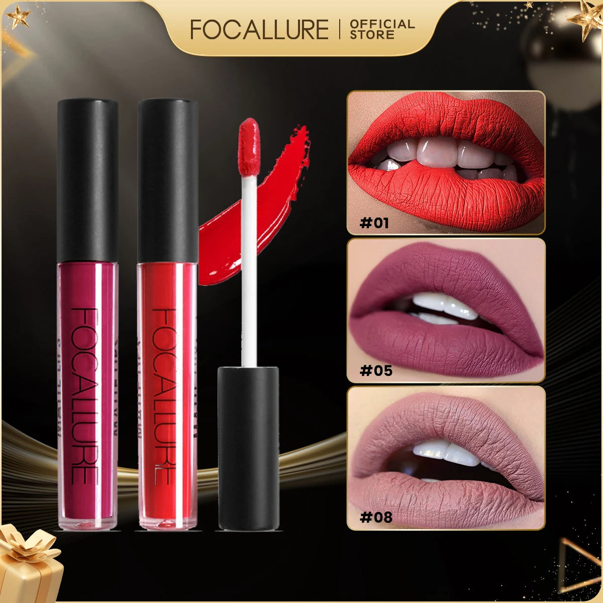 FOCALLURE 35 Colors Matte Liquid Lipstick Waterproof Long-lasting Lightweight Lip Gloss Lips Glaze Lips Tint Makeup Cosmetics