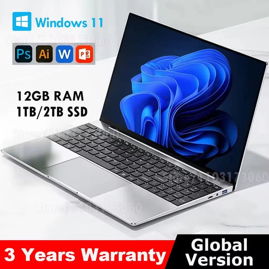 Laptop Computer 14.1" 12GB RAM 1TB 2TB SSD Windows 11 Notebook Office Learn Recreation Entertainment Portable Laptops