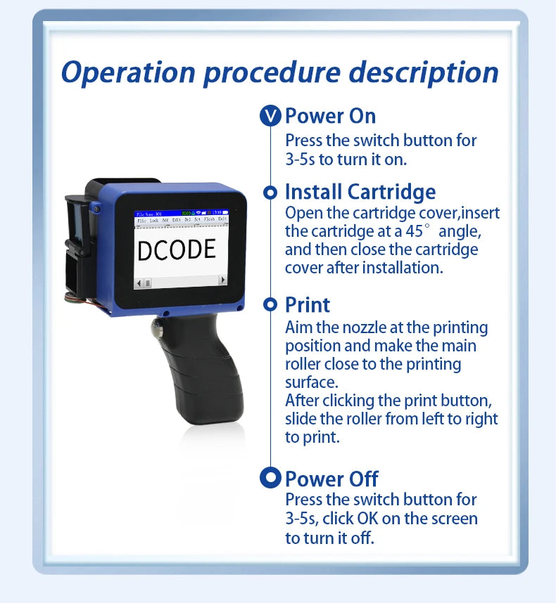 DCODE DC12 Portable Mini Split Printer 12.7mm Handheld Inkjet Printer Non-encrypted QR Barcode Image Logo Date Coding Machine