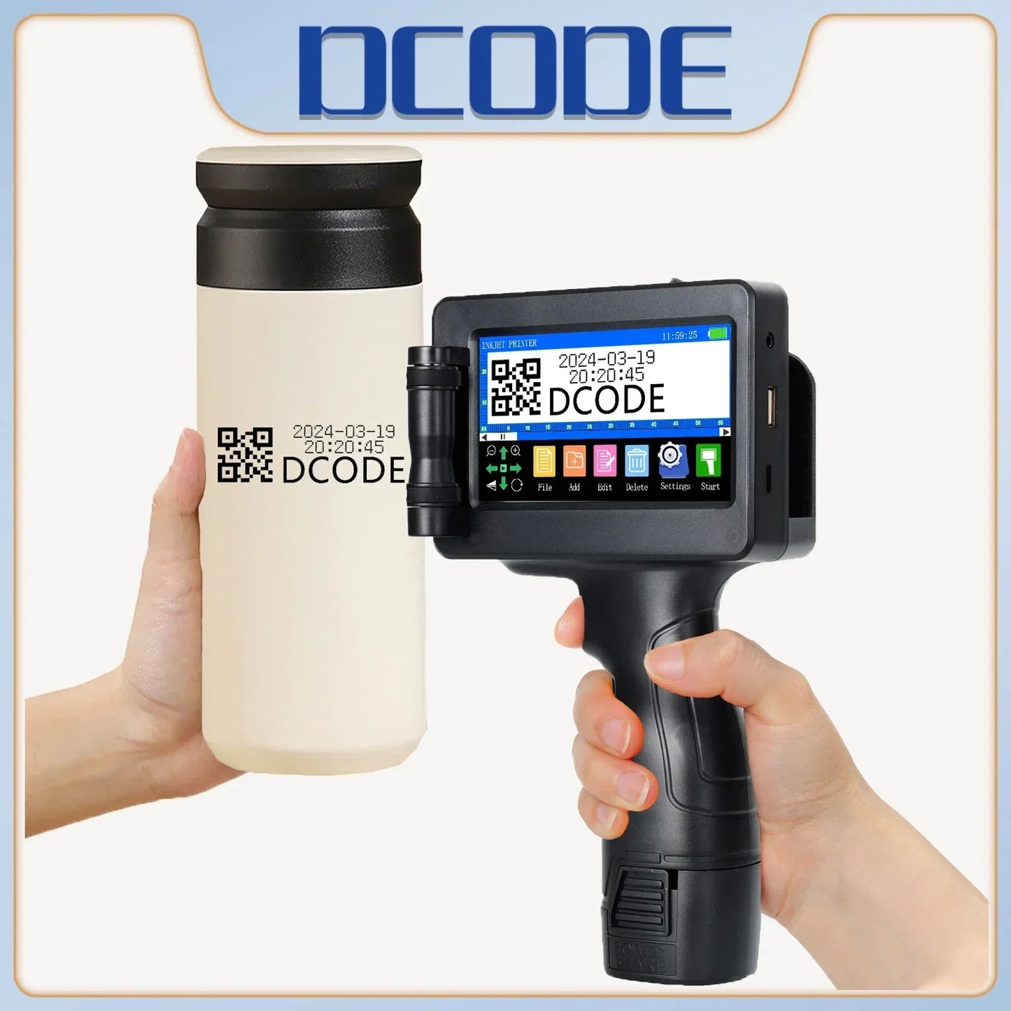 DCODE 1755PLUS 12.7mm Portable Printers Handheld Inkjet Printer Text QR Barcode Batch Number Logo Image Date Printing Machine