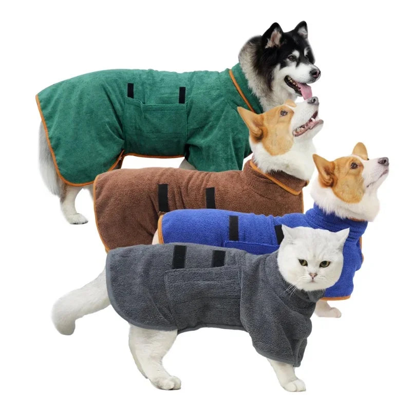 Dog Bathrobe Microfiber Quick Drying Bathrobe Bath Towels for Small Medium Large Dogs Cats Pet Clohtes Coat Dog Accessories Dog