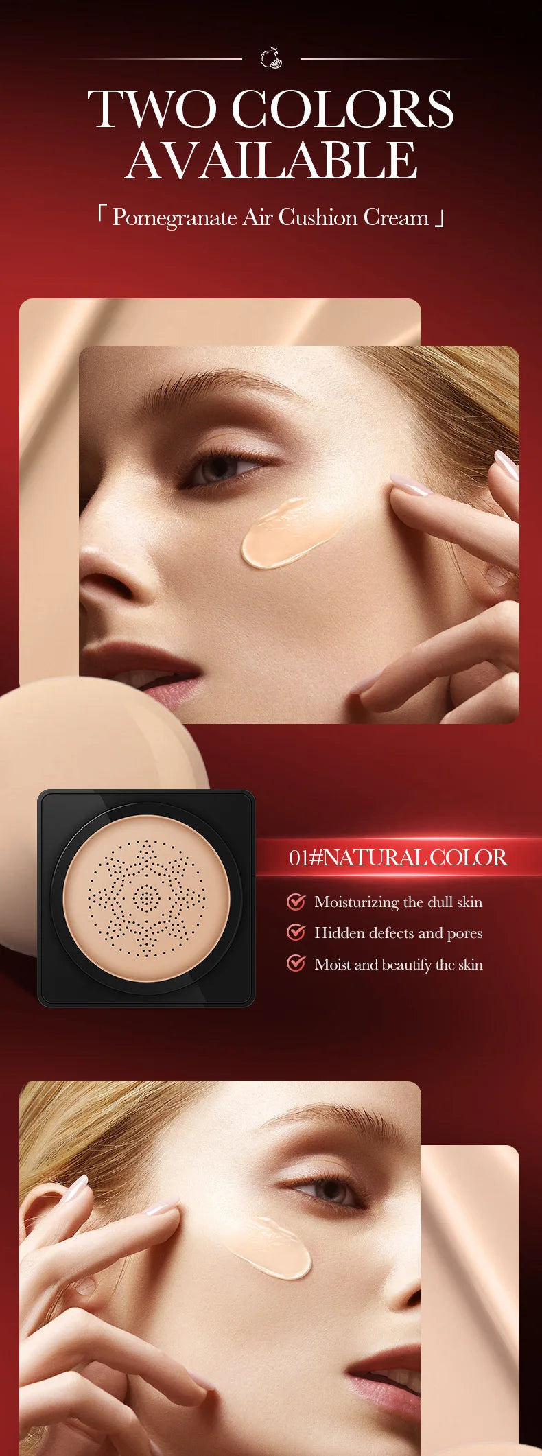 Air Cushion CC Cream Mushroom Head Foundation Moisturizing Long Lasting Face Comestics Natural Brighten Face Base Tone Make Up