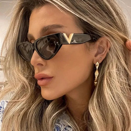 Luxury Vintage Cat's Eye Sunglasses Women Fashion V Brand Designer Cateye Sun Glasses Female Eyewear UV400 Gafas De Sol