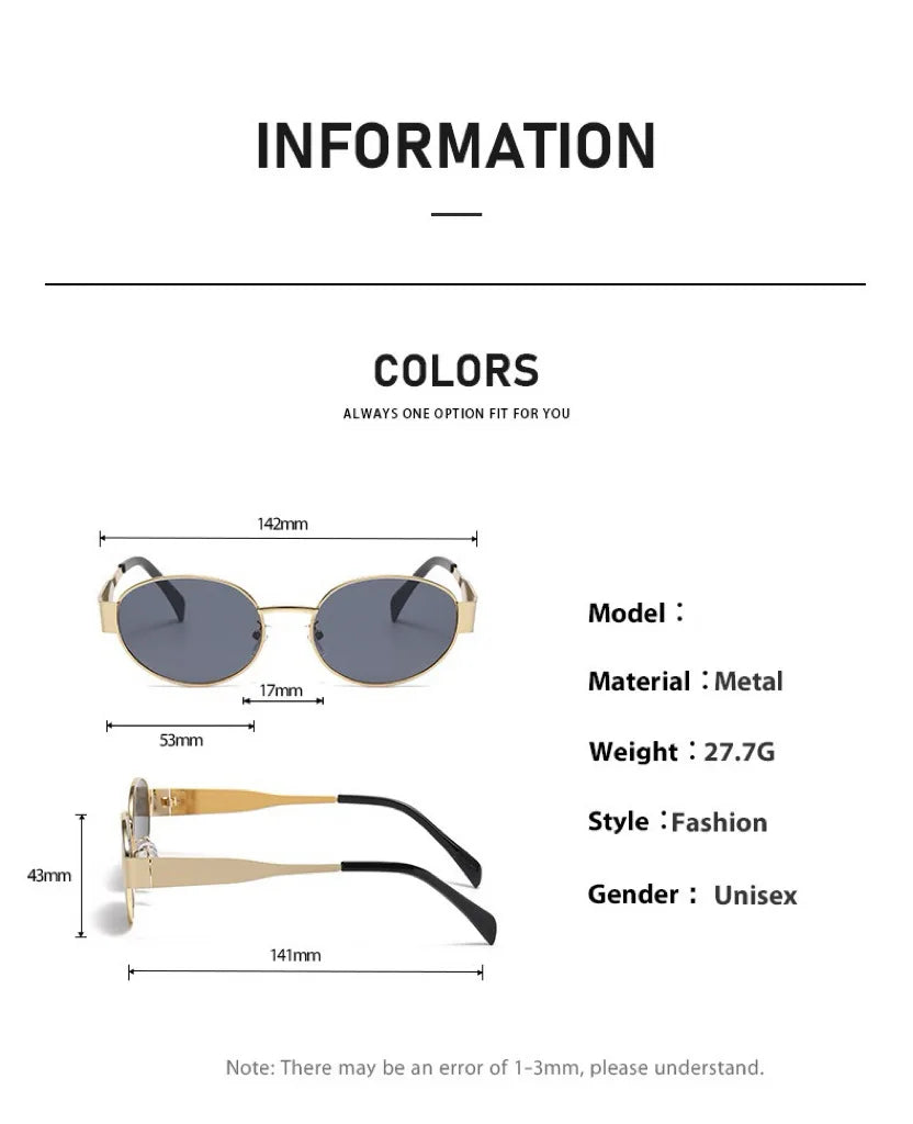 New Luxury Metal Brand Sunglasses for Men and Women Unisex Designer Fashion Sun Glasses Oval Unisex Stylish Shades UV400 Eyewear