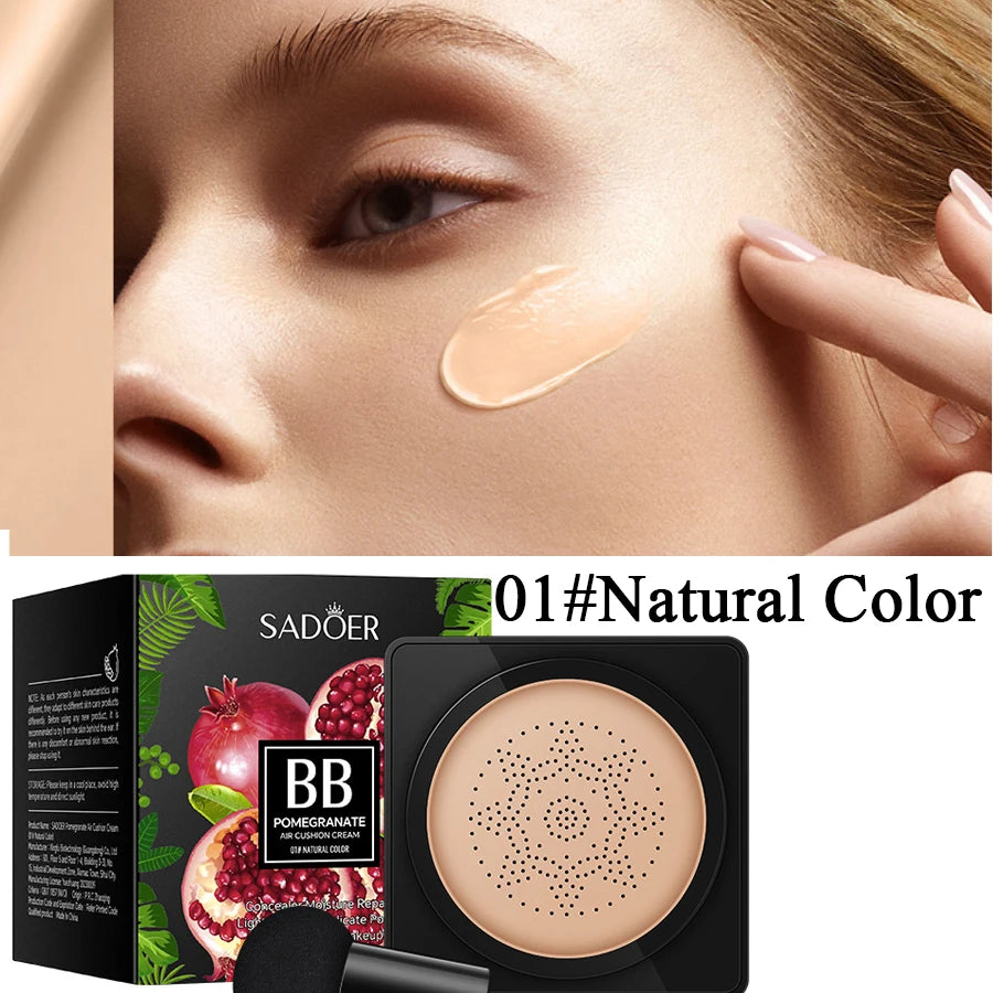 Air Cushion CC Cream Mushroom Head Foundation Moisturizing Long Lasting Face Comestics Natural Brighten Face Base Tone Make Up