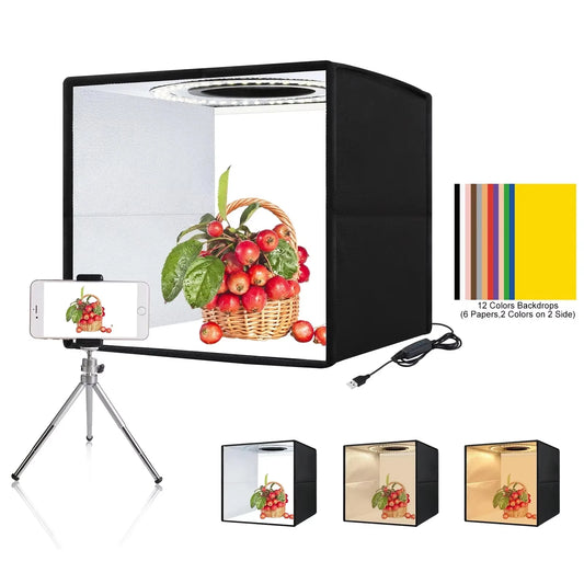 Mini Photography Lightbox With 6/12 Colors Backdrop,25CM/30CM Folding Photo Studio Light Box,Photo Studio Shooting Tent Box Kit