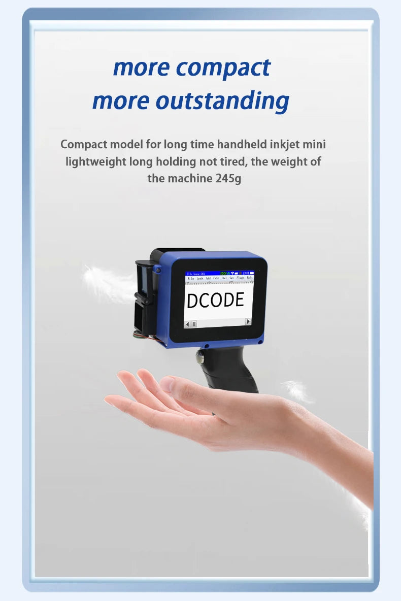 DCODE DC12 Portable Mini Split Printer 12.7mm Handheld Inkjet Printer Non-encrypted QR Barcode Image Logo Date Coding Machine