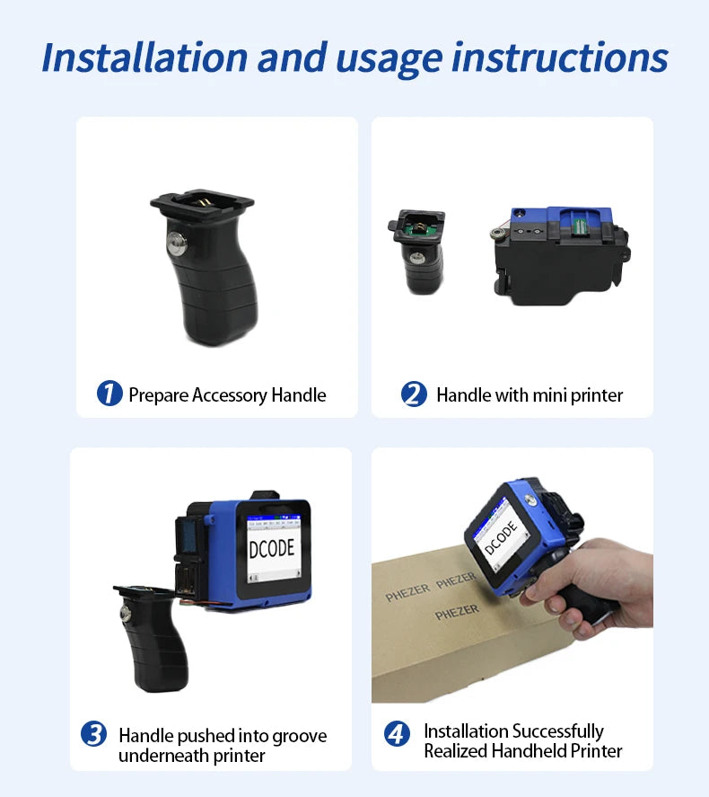 DCODE DC12 Portable Mini Split Printer 12.7mm Handheld Inkjet Printer Non-encrypted QR Barcode Image Logo Date Coding Machine