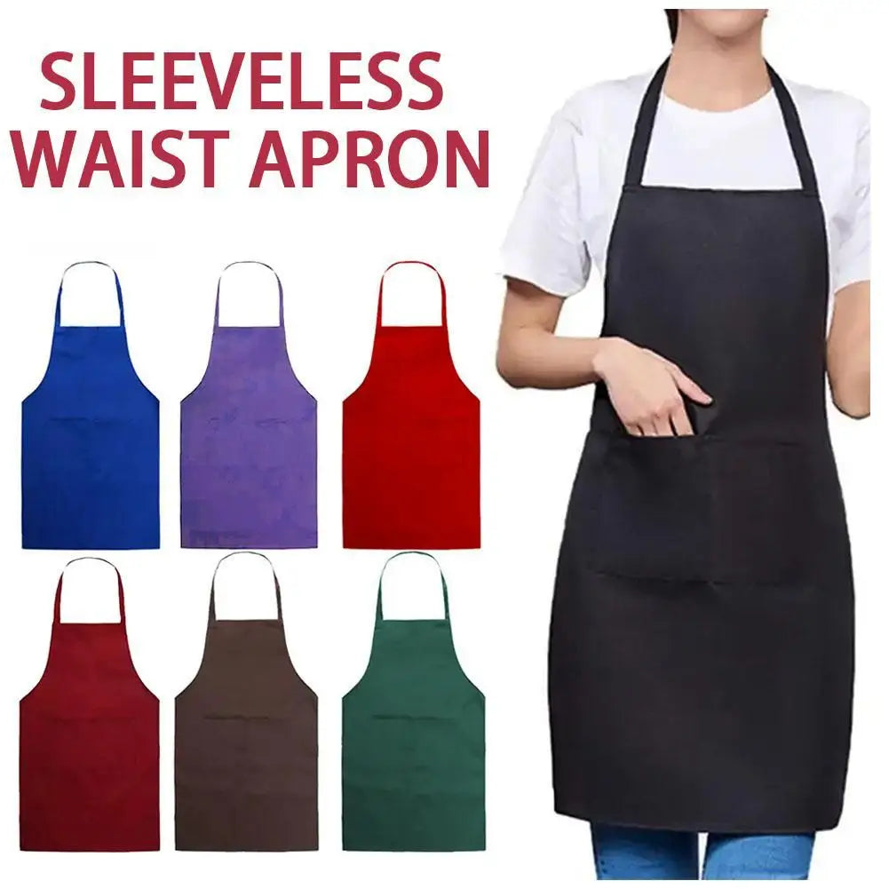 Adjustable Cooking Apron Unisex Waterproof Dust-proof Solid Color Chef Waiter Hairdresser Dirt-resistant Smock Sleeveless Apron