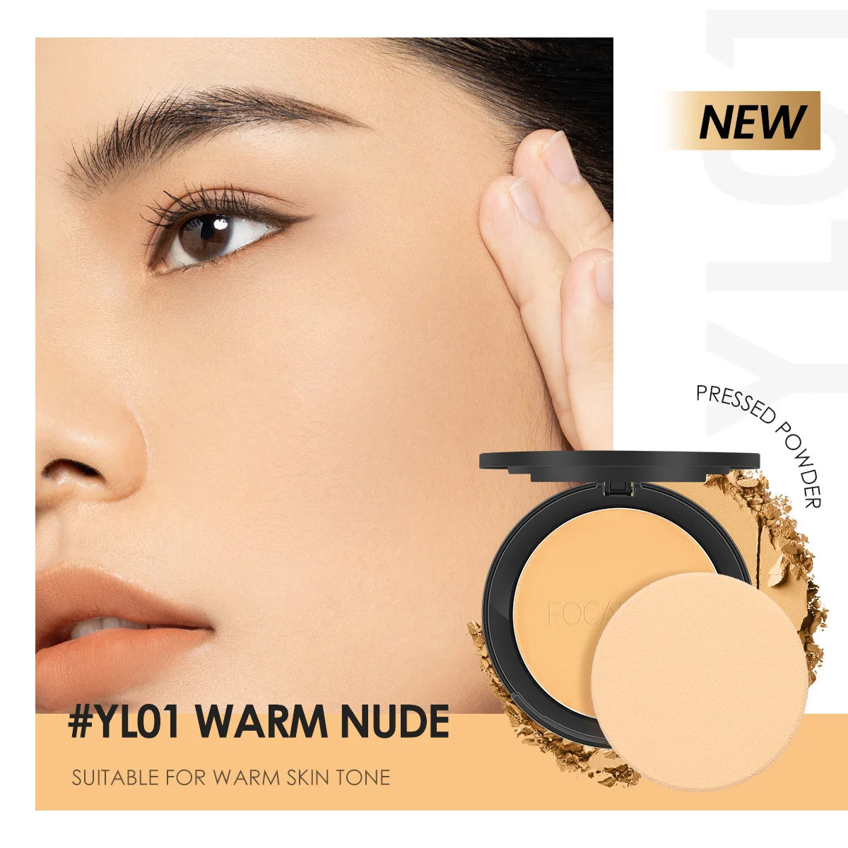 FOCALLURE 3 Colors Make Up Face Powder Brighten Oil-control Nude Makeup Pressed Powder Foundation Makeup Base Cosmetics