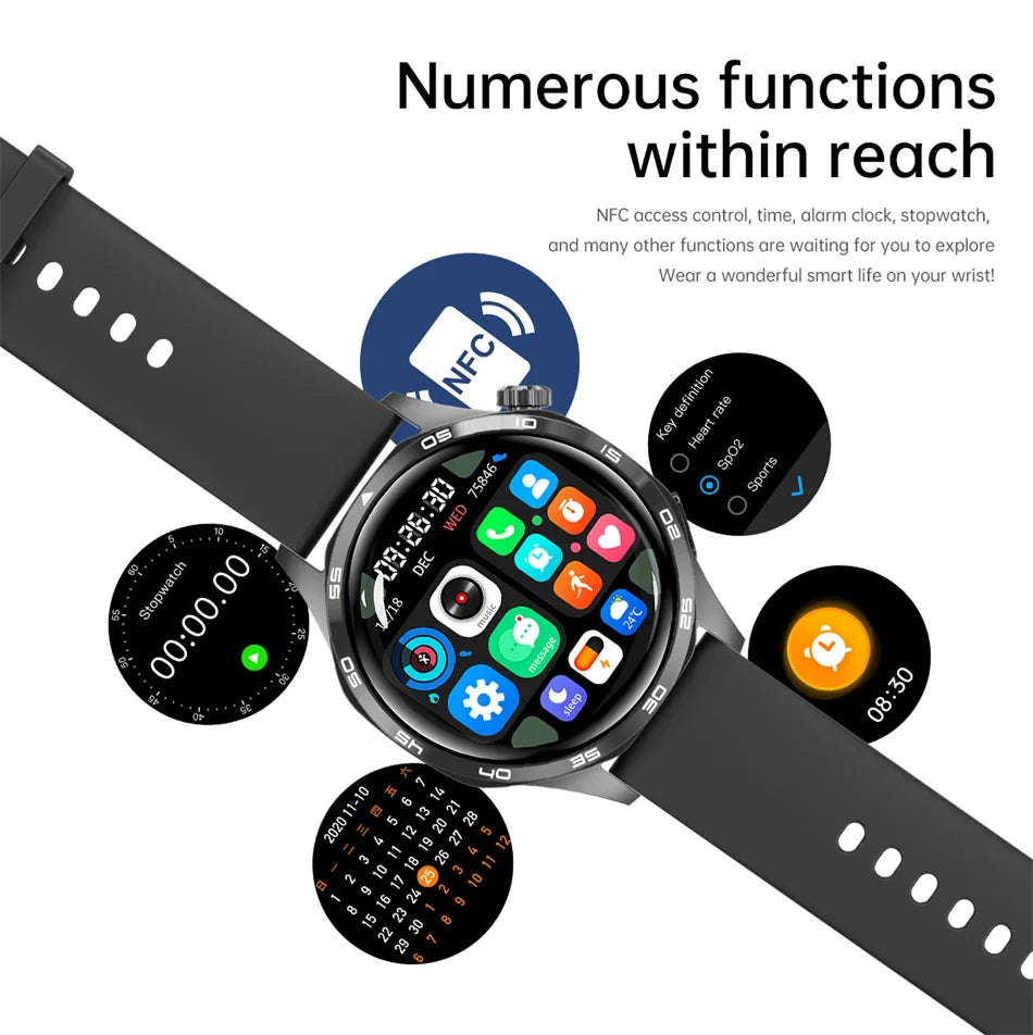 For HUAWEI GT5 Pro GPS NFC Smart Watch Men 360*360 AMOLED Screen Heart rate Bluetooth Call IP67 Waterproof Man Smartwatch 2024