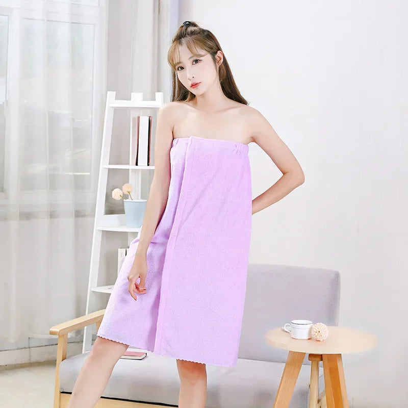 Women Fast Drying Bowknot Wearable Bath Towel Shower Spa Wrap Body Beach Bathroom Bathrobe Robe Soft Absorbent Microfiber