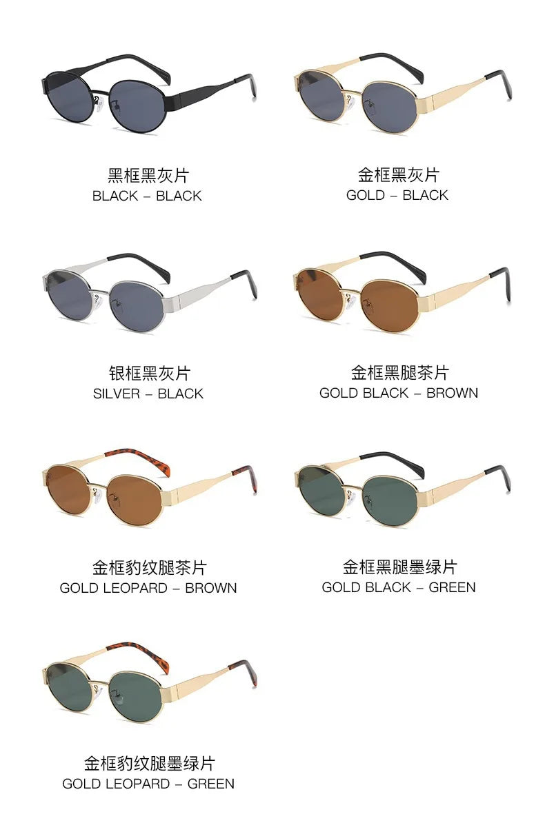 New Luxury Metal Brand Sunglasses for Men and Women Unisex Designer Fashion Sun Glasses Oval Unisex Stylish Shades UV400 Eyewear