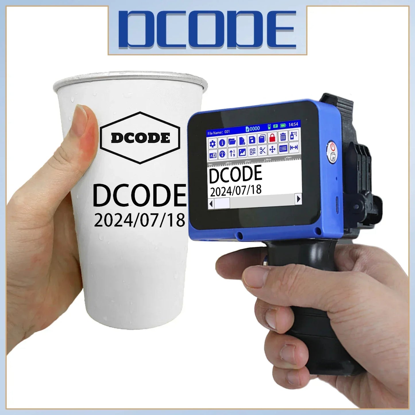 DCODE DC12 Portable Mini Split Printer 12.7mm Handheld Inkjet Printer Non-encrypted QR Barcode Image Logo Date Coding Machine