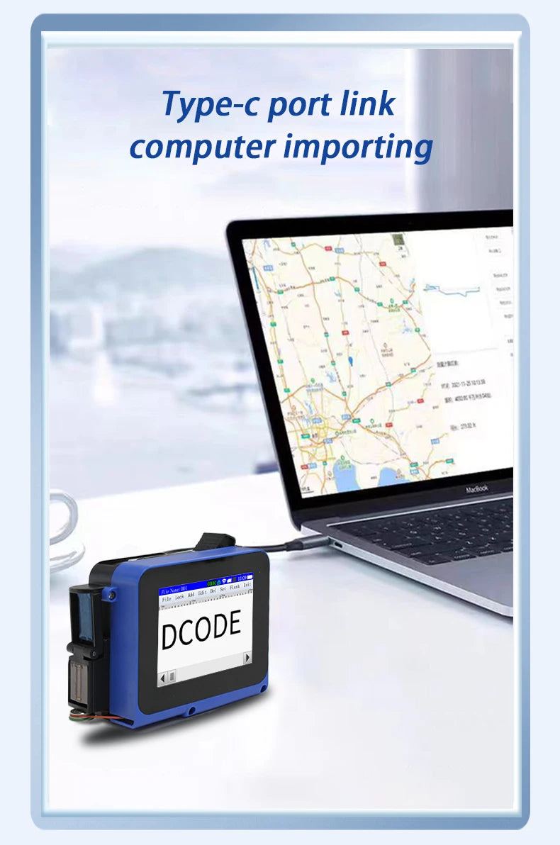 DCODE DC12 Portable Mini Split Printer 12.7mm Handheld Inkjet Printer Non-encrypted QR Barcode Image Logo Date Coding Machine