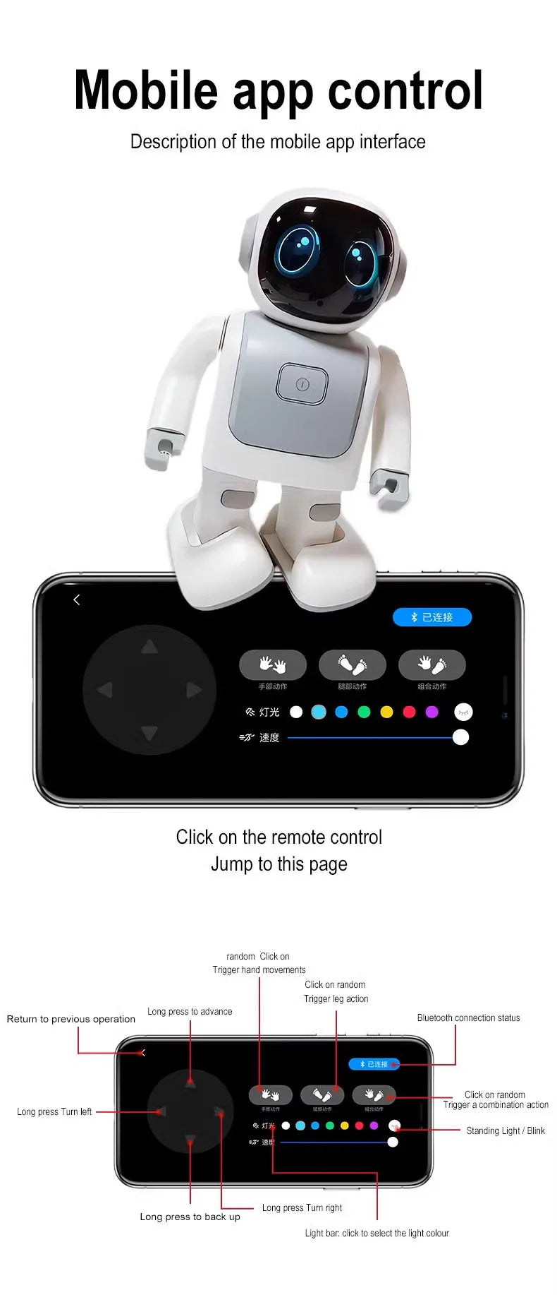 Children Robot Program Dance Robert Phone APP Bluetooth Remote Control Electron Multi Action Dancing Music Kids Robots